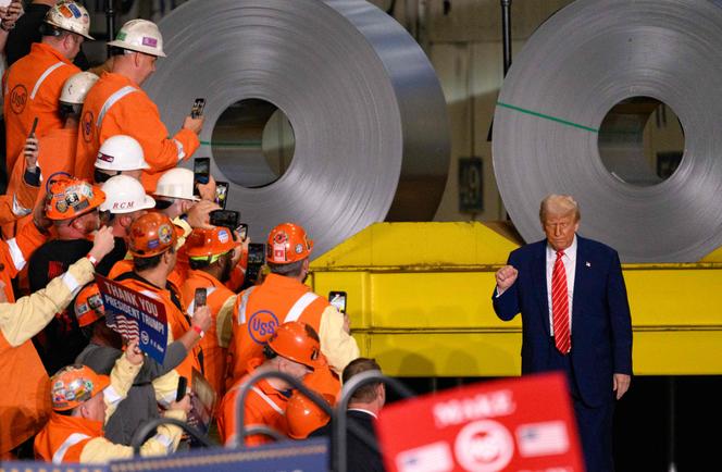 Donald Trump, alors candidat à la présidentielle américaine, lors d’un rassemblement dans une usine US Steel de West Mifflin (Pennsylvanie), le 30 mai 2025.