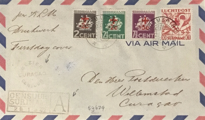 Surinam, courrier à destination de Curaçao.