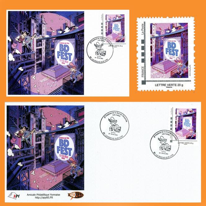 Timbre « collector » émis pour le 3e Festival BD Fest de La Roche-sur-Yon.