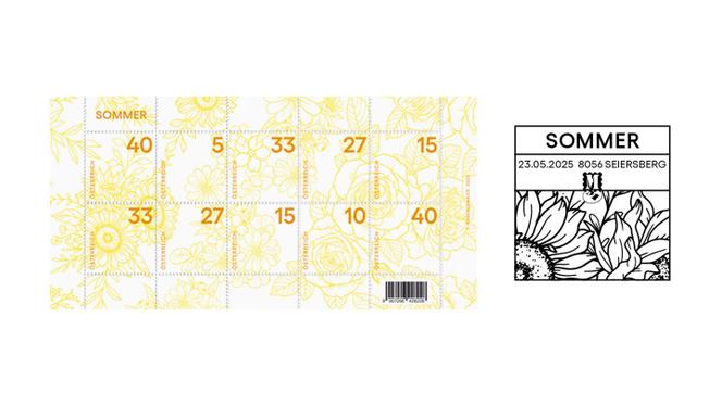 Bloc-feuillet autrichien de timbres « d’appoint » paru le 23 mai 2025.