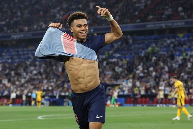 Désiré Doué after scoring the third goal against Inter Milan in the Champions League final at the Allianz Arena in Munich, May 31, 2025.