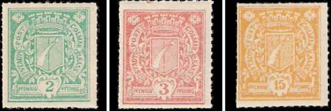 Timbres de la poste privée de Colmar.
