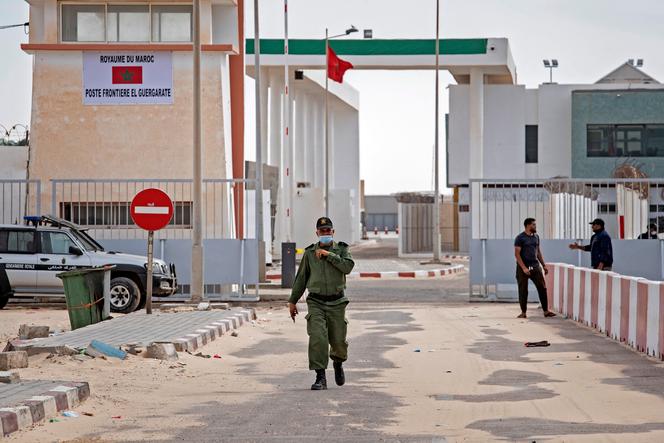 Un poste-frontière de l’armée marocaine à Guerguerat, au Sahara occidental, en novembre 2020.