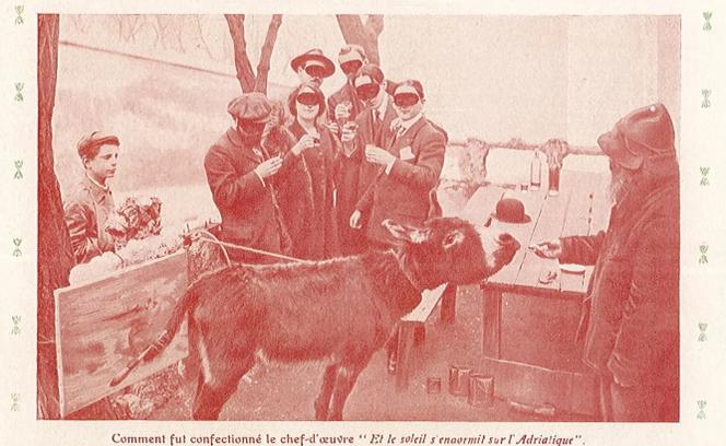 Lolo dit Joachim-Raphaël Boronali peignant « Et le soleil s’endormit sur l’Adriatique », photographie publiée dans « Fantasio », le 1er avril 1910.