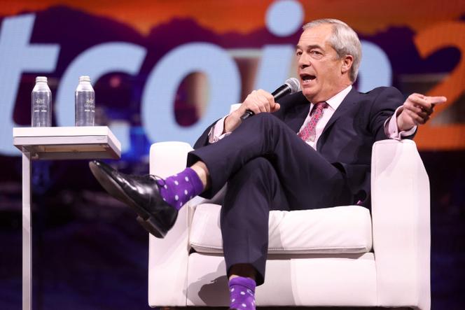 Nigel Farage, chef de file du parti d’extrême droite Reform UK, lors de la conférence Bitcoin au Venetian Convention & Expo Center, à Las Vegas, le 29 mai 2025.