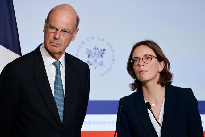 Eric Lombard, ministre de l’économie et des finances, et Amélie de Montchalin, ministre chargée des comptes publics, à Paris, le 16 avril 2025.