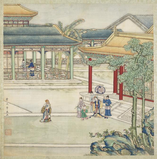 Page d’un album contenant douze scènes diverses (Chine, 1834), de Ye Chengxue.