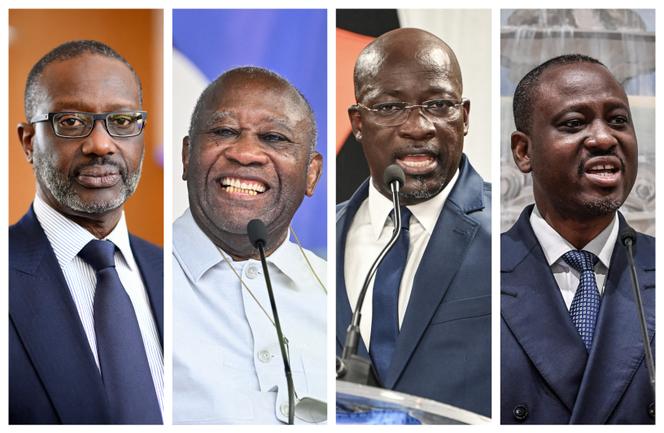De gauche à droite : Tidjane Thiam, Laurent Gbagbo, Charles Blé Goudé et Guillaume Soro.