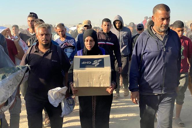 Après une distribution d’aide humanitaire de la Fondation humanitaire pour Gaza (GHF), un groupe d’aide privé soutenu par les États-Unis à Rafah, le 29 mai 2025.