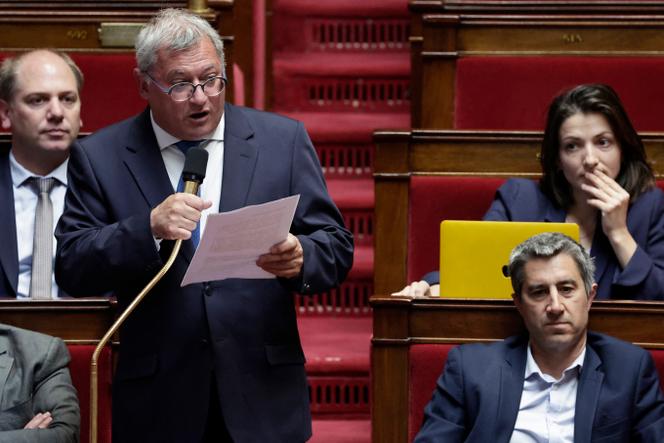 Le député communiste du Cher Nicolas Sansu, rapporteur de la proposition de loi pour un meilleur encadrement du pacte Dutreil, à l’Assemblée nationale, le 14 mai 2025.