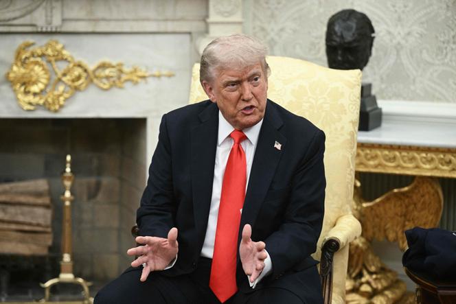 Le président américain Donald Trump le 5 juin 2025 dans le Bureau Ovale de la Maison Blanche, où il a reçu le chancelier allemand Friedrich Merz.