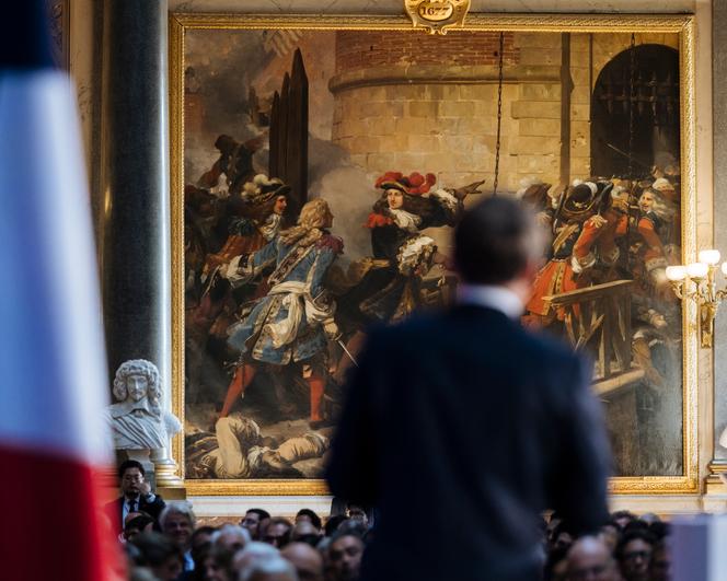 Emmanuel Macron, lors du sommet Choose France, à Versailles, le 19 mai 2025.