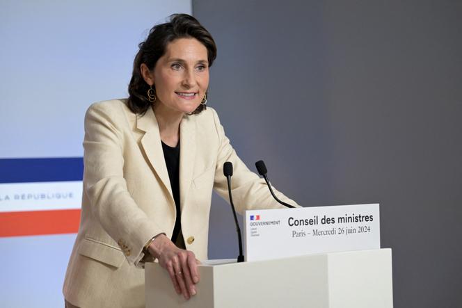 Amélie Oudéa-Castéra, alors ministre des sports et des Jeux olympiques, le 26 juin 2024 à Paris.