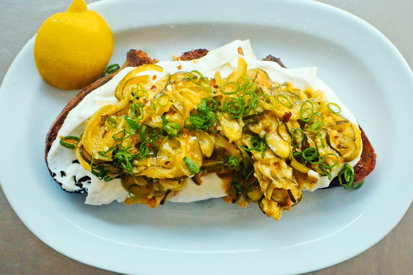 Jesse Jenkins' courgette caviar and whipped ricotta on toast