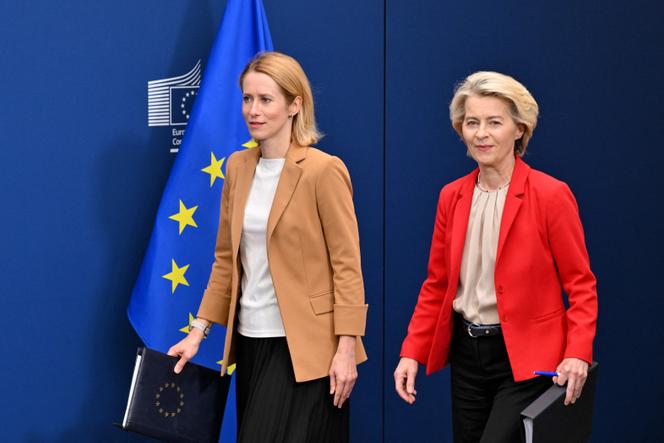 La présidente de la Commission européenne, Ursula von der Leyen (à droite), et la haute représentante et vice-présidente de l’UE pour les affaires étrangères et la politique de sécurité, Kaja Kallas, au siège de l’UE, à Bruxelles, le 10 juin 2025.