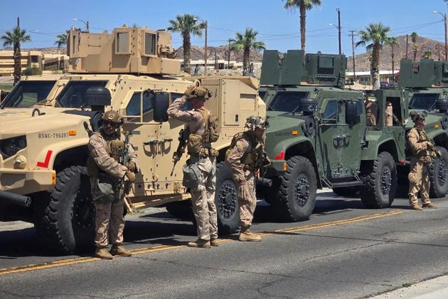 US Navy soldiers before departing for Los Angeles, June 9, 2025.