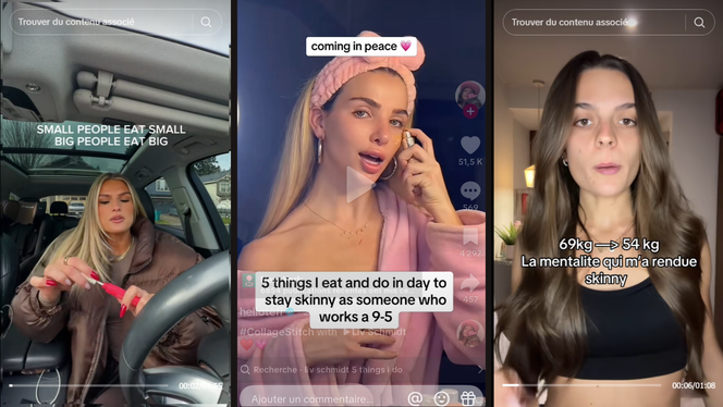 Sur le #SkinnyTok, des créatrices TikTok comme @minazalie, Liv Schmidt ou @jessandmotion dispensent des conseils extrêmes pour maigrir.