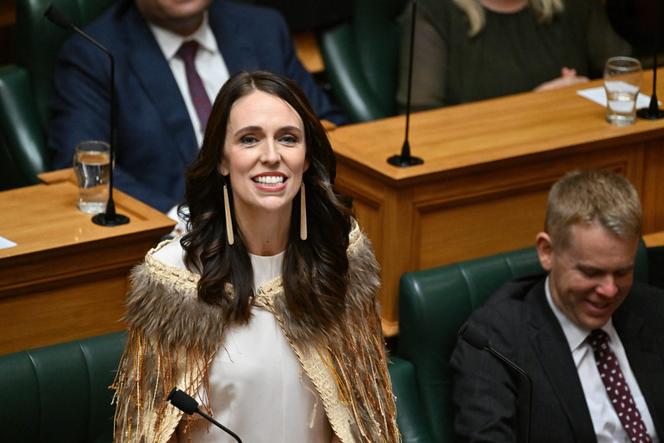 Jacinda Ardern, lors de son discours d’adieu au Parlement, le 5 avril 2023.