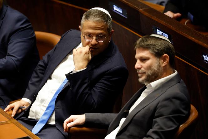 Itamar Ben-Gvir et Bezalel Smotrich lors d’une session à la Knesset, à Jérusalem le 29 décembre 2022.