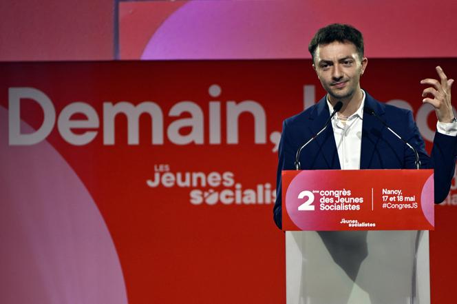 Rémi Boussemart, nouveau président des Jeunes socialistes, lors du congrès du mouvement, à Nancy, le 18 mai 2025.