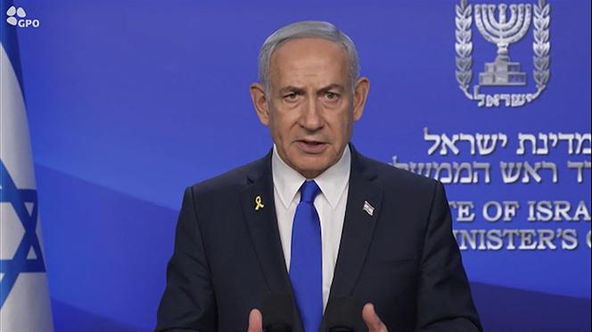 Le premier ministre israélien, Benyamin Nétanyahou, lors de l’annonce du lancement d’une opération militaire ciblée contre l’Iran, le 13 juin 2025. Capture d’écran d’une vidéo publiée par le Bureau de presse du gouvernement israélien.