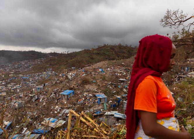 Vue sur le bidonville du quartier de Bandrajou, à Kawéni, sur la commune de Mamoudzou, à Mayotte, le 19 décembre 2024.