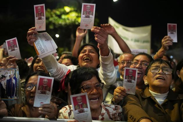 During a Mass at the Saint-Mary Cathedral, following the election of Pope Leo XIV, in Chiclayo, Peru, on May 10, 2025.