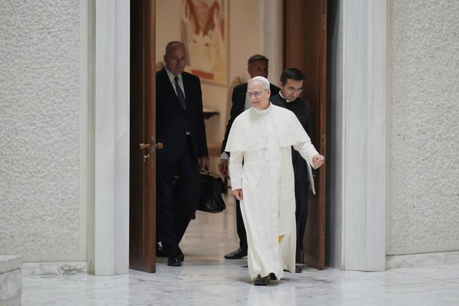 Le pape Léon XIV dans la salle Paul-VI, au Vatican, jeudi 12 juin 2025.