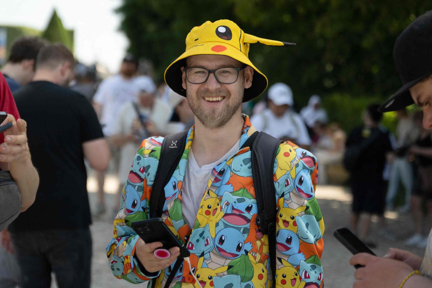 When a giant Pikachu drops into a French formal garden at a 'Pokémon Go Fest'