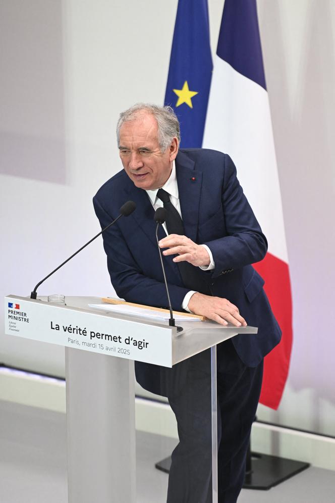 François Bayrou, lors d’une conférence sur les finances publiques et le budget, à Paris, le 15 avril 2025.