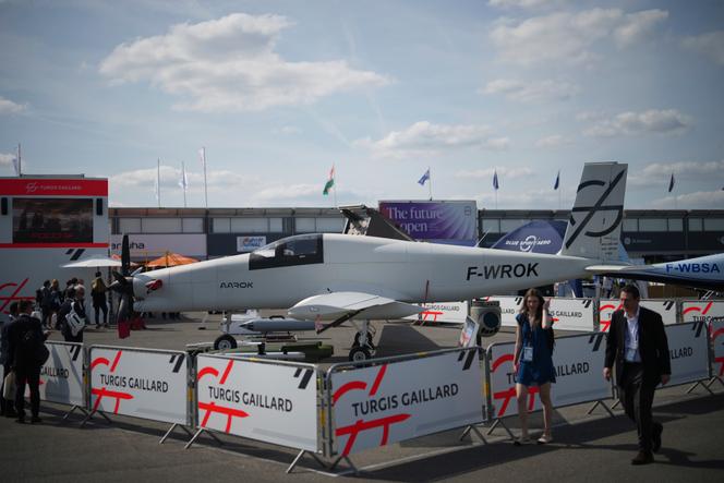 Le drone MALE (moyenne altitude longue endurance) Aarok, de la PME Turgis Gaillard, présenté au Salon du Bourget (Seine-Saint-Denis), le 16 juin 2025.
