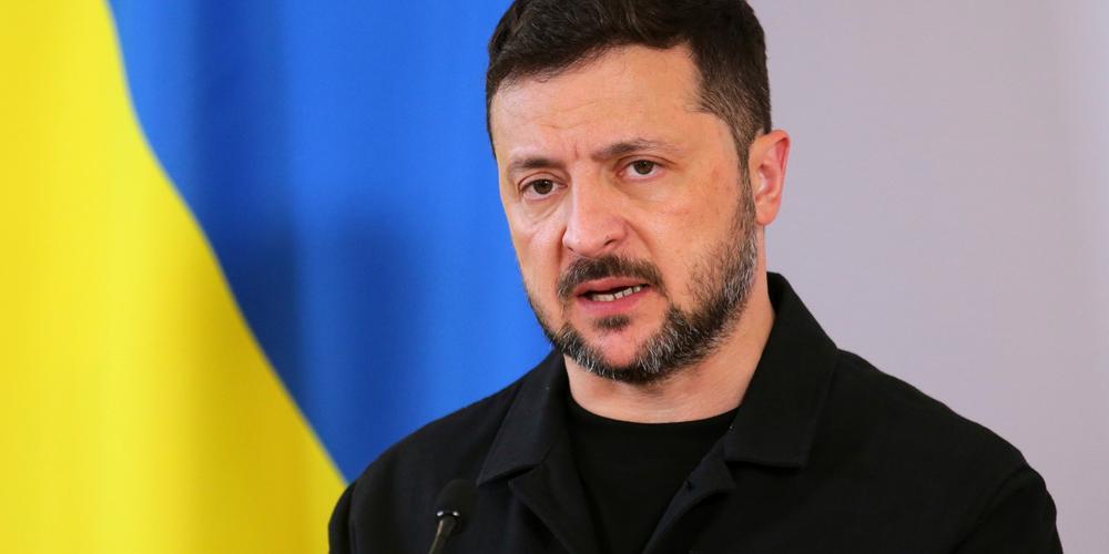 Le président ukrainien, Volodymyr Zelensky, participe à une conférence de presse lors de sa visite à Vienne, en Autriche, le 16 juin 2025 - HEINZ-PETER BADER / AP
