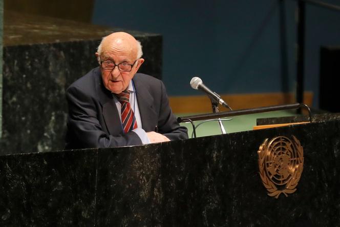 Theodor Meron em um evento de comemoração do Holocausto na sede das Nações Unidas em Nova York, 27 de janeiro de 2020.
