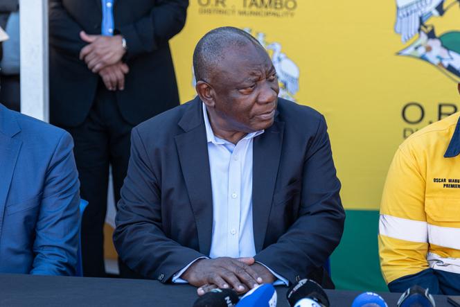 O presidente sul -africano Cyril Ramaphosa, perto de Mthatha, 13 de junho de 2025.