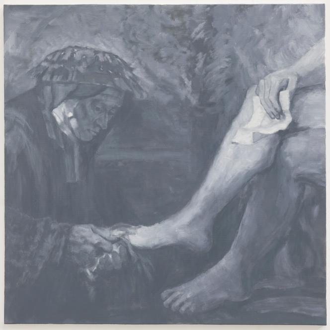 « La servante oubliée de Bethsabée au bain tenant la lettre du roi David, d’après Rembrandt » (2025),  de Yan Pei-Ming.