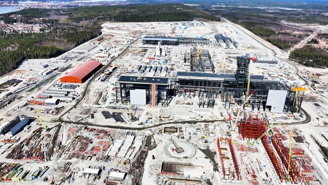 Le chantier de construction de l’aciérie « verte » de Stegra, à Boden, dans le nord de la Suède.