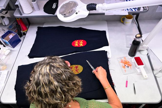 Une employée travaille dans un atelier de confection de la marque Saint-James, à Saint-James (Manche), le 22 mai 2025.