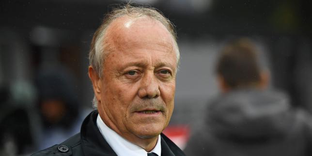 Bernard Lacombe, lors d’un match opposant le Stade Brestois à l’Olympique Lyonnais, au stade Francis-Le Blé de Brest, le 25 septembre 2019.