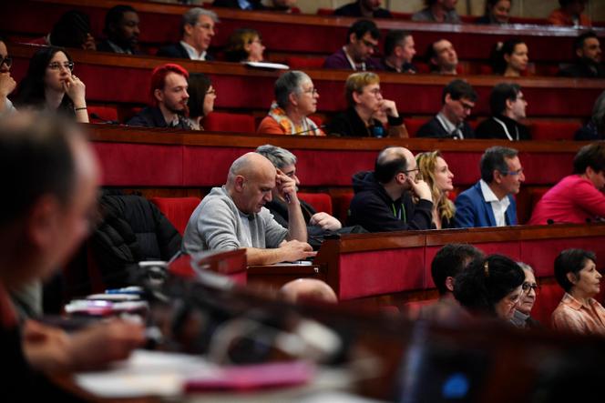 Lors de la convention citoyenne sur la fin de vie, au Conseil économique, social et environnemental, à Paris, le 2 avril 2023.
