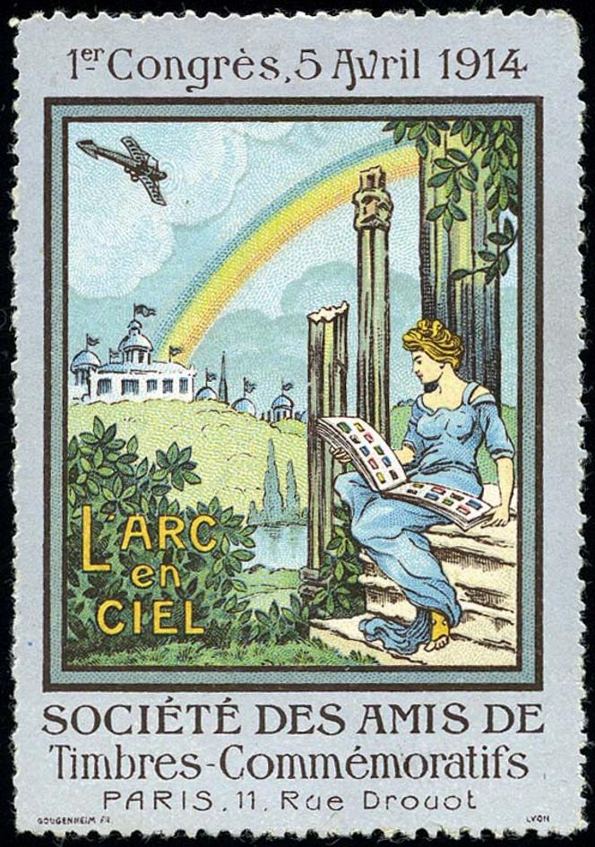 Prix de départ de 400 euros pour cette vignette non postale légendée « 1er Congrès, 5 avril 1914/Société des amis de timbres commémoratifs/Paris, 11, rue Drouot ».
