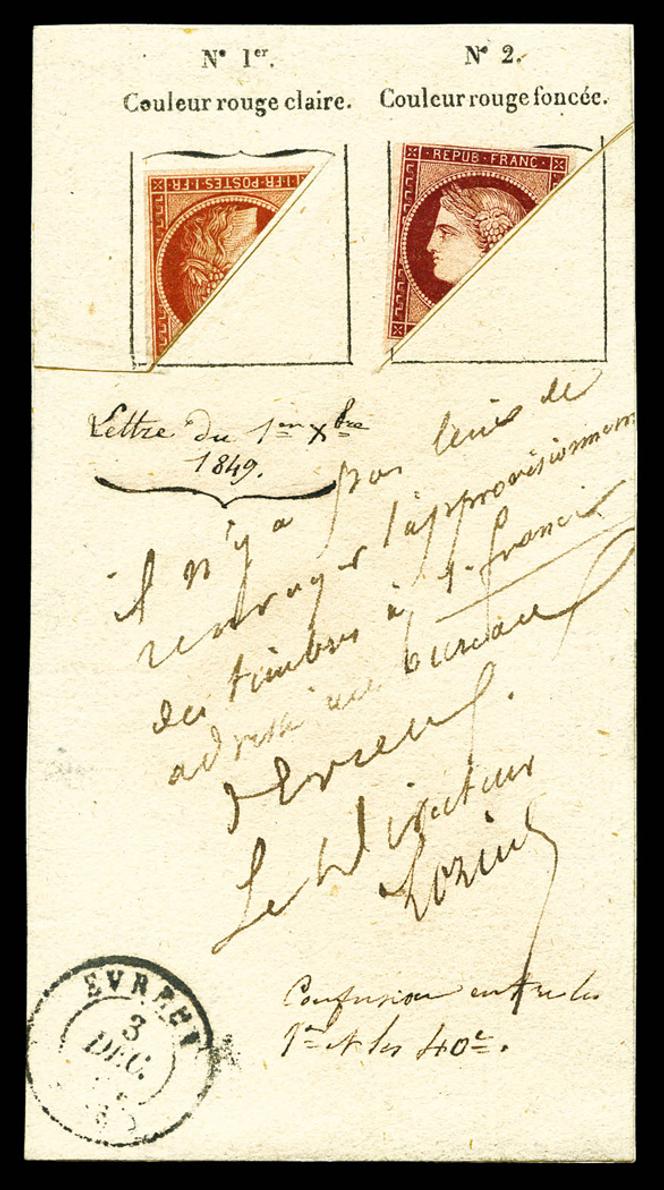 Fragment de circulaire de retrait du 1 franc vermillon, prix de départ à 12 500 euros.