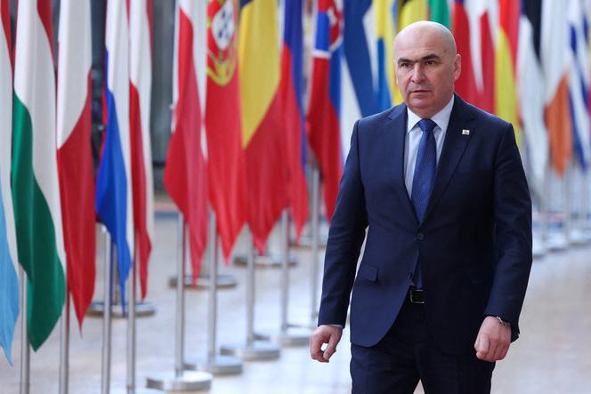 Le nouveau premier ministre roumain, Ilie Bolojan, alors président par intérim, lors du sommet de l’Union européenne à Bruxelles, le 20 mars 2025.