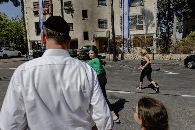 Local residents seek shelter in Haifa, Israel, on June 20, 2025.
