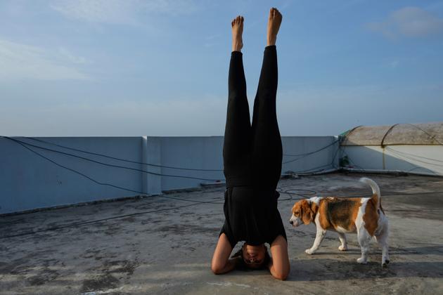 On the roof of an apartment in Hyderabad, India, on June 21, 2025.
