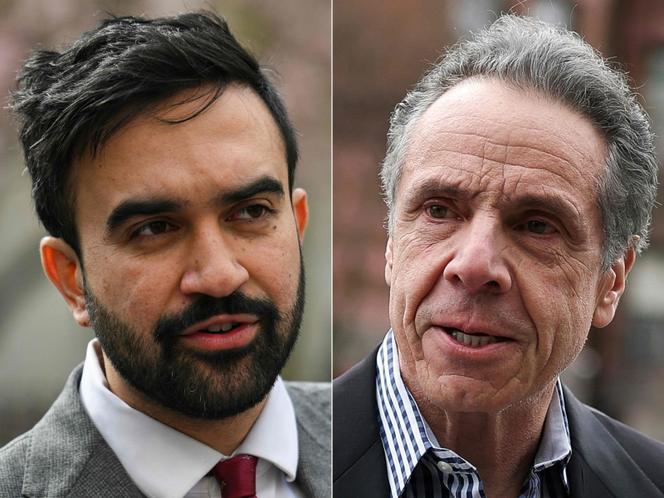 Essa combinação de fotos criadas em 24 de junho de 2025 mostra que o candidato a prefeito da cidade de Nova York e o representante do estado democrata Zohran Mamdani (L) na cidade de Nova York em 16 de abril de 2025 e candidato a prefeito de Nova York Andrew Cuomo (R) na cidade de Nova York em 13 de abril de 2025.