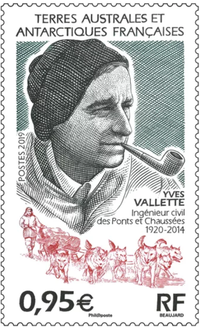 Yves Vallette, timbre des TAAF (2019) gravé par Yves Beaujard.