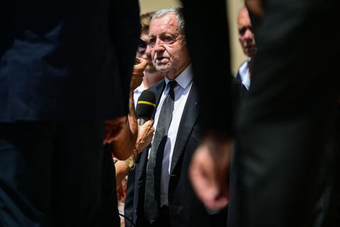 Jean-Michel Aulas, l’ancien président de l’OL, aux obsèques de Bernard Lacombe, à Fontaines-sur-Saône (Rhône), le 25 juin 2025.
