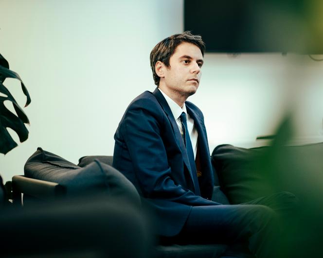 Gabriel Attal, au siège du parti Renaissance, dans le 8ᵉ arrondissement de Paris, le 10 janvier 2025.