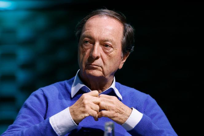 Michel-Edouard Leclerc, président du comité stratégique des centres E.Leclerc, pendant le forum de la distribution Perifem Day, à Boulogne-Billancourt (Hauts-de-Seine), le 25&nbsp;mars 2025.