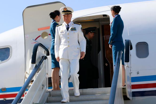L’amiral Miao Hua, à l’aéroport de Pyongyang, en Corée du Nord, le 14 octobre 2019.